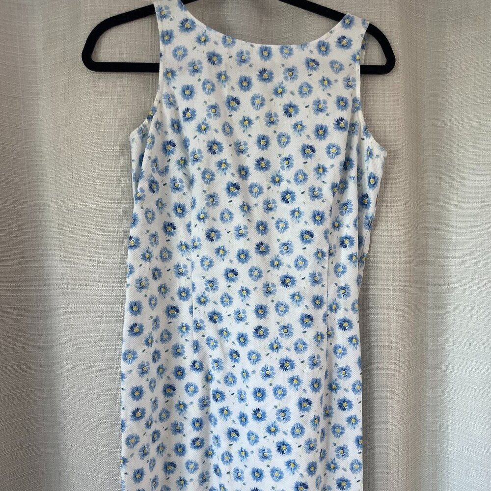 Liz Claiborne Spring Cotton Sheath in Daisy Textured Blue & Yellow